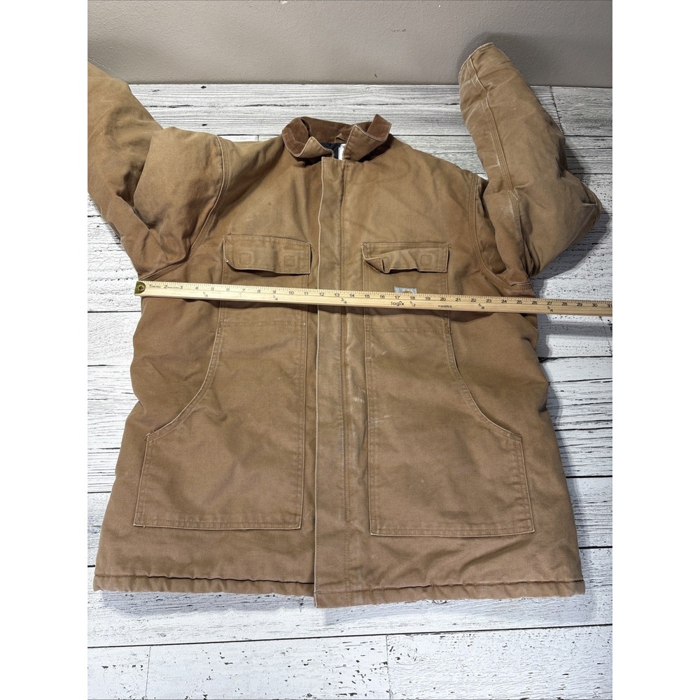 Men's Carhartt Brown Canvas Zip Jacket w/ Corduroy Collar, 48 Tall. C03 BRN READ - Picture 3 of 16